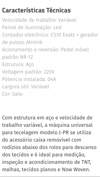 Maquina de Medir e Conferir Laminado e Tecidos