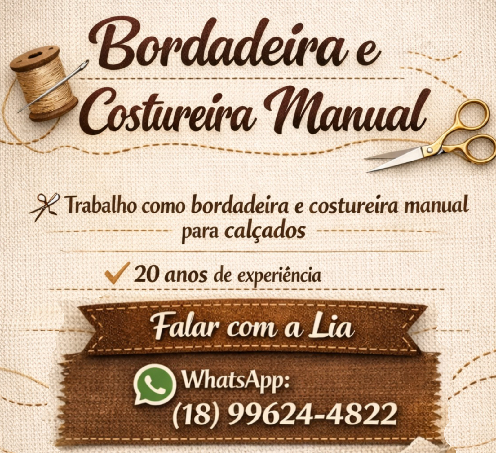 BORDADEIRA E COSTUREIRA MANUAL PARA CALÇADOS.